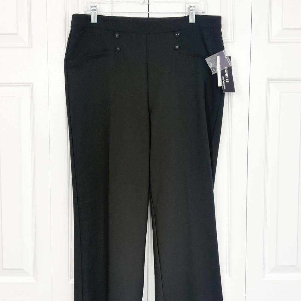 NWT Zac & Rachel Black Stretch Pull-On Wide Leg Trouser Dress Pants 14P